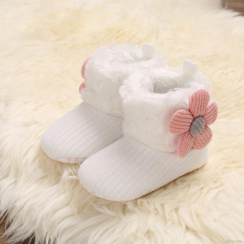 Giày Ống Dệt Kim Phối Hoa Đế Mềm Chống Trượt Cho Bé