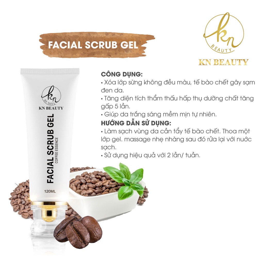 Combo 3 bước Ngừa mụn Giảm Thâm Trắng Da KN Beauty: Gel tẩy tế bào chết + serum + kem dưỡng (tặng mặt nạ + gel rửa tay)