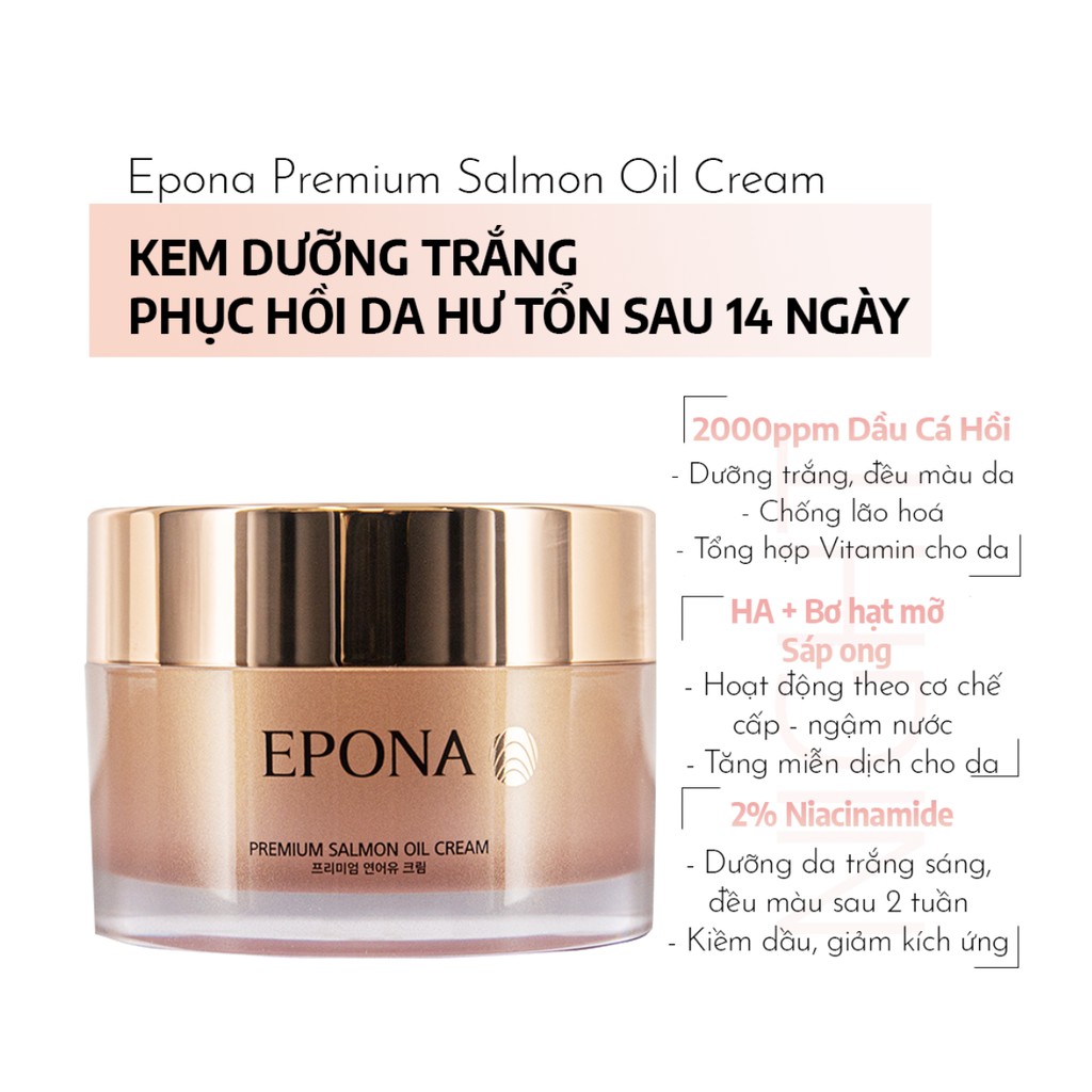 [Mã FMCGMALL -8% đơn 250K] Kem Dưỡng Trắng - Phục Hồi Da Hư Tổn Epona Premium Salmon Cream 50ml | BigBuy360 - bigbuy360.vn