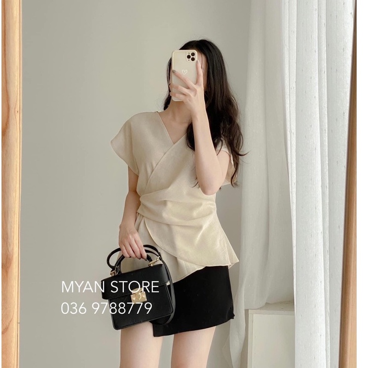 LILAC - Set áo lệch vạt xếp ly eo kèm quần giả váy