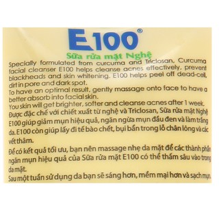 Sữa Rửa Mặt E100 Nghệ Có Hạt Massage 100g