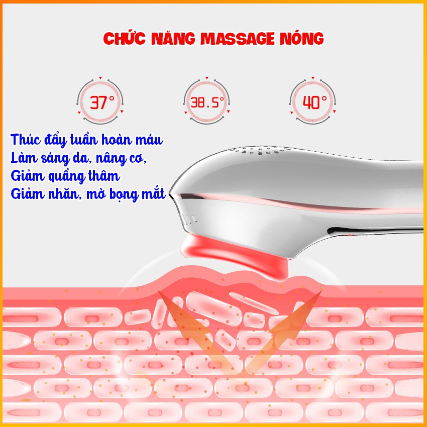 Máy massage mặt MIANZ nóng lạnh - điện di cao cấp - mat xa mặt cầm tay đẩy dưỡng chất nâng cơ mặt - Mian Mart