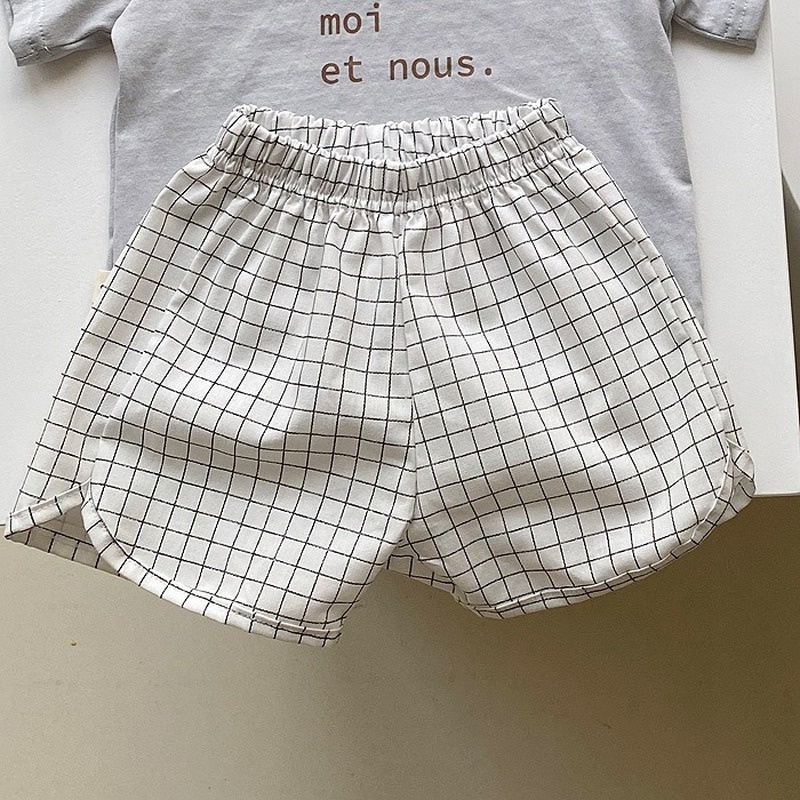 Quần Short Cotton Lanh Họa Tiết Kẻ Sọc Thời Trang Mùa Hè Hàn Quốc Cho Bé