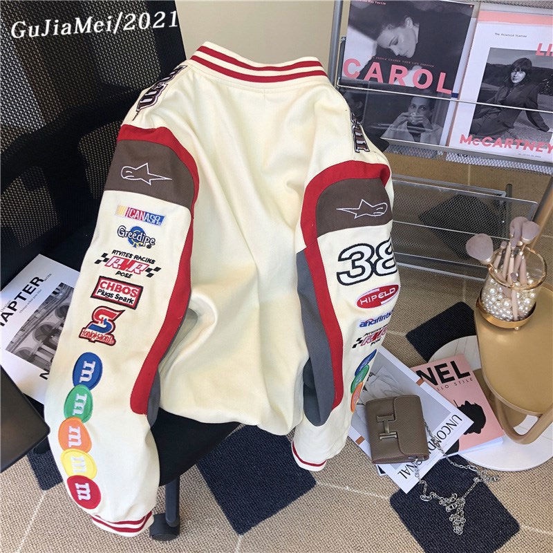 Áo Khoác Bóng Chày Thêu Họa Tiết Phong Cách Mỹ Thời Trang Xuân Thu 2022 Mới Cho Nữ