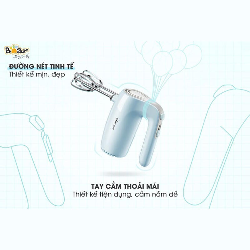 Máy đánh trứng cầm tay Bear DDQ-B02P5 Đa năng, Thiết kế tiện lợi, Công suất lớn, Dễ dàng sử dụng, Hệ thống tản nhiệt