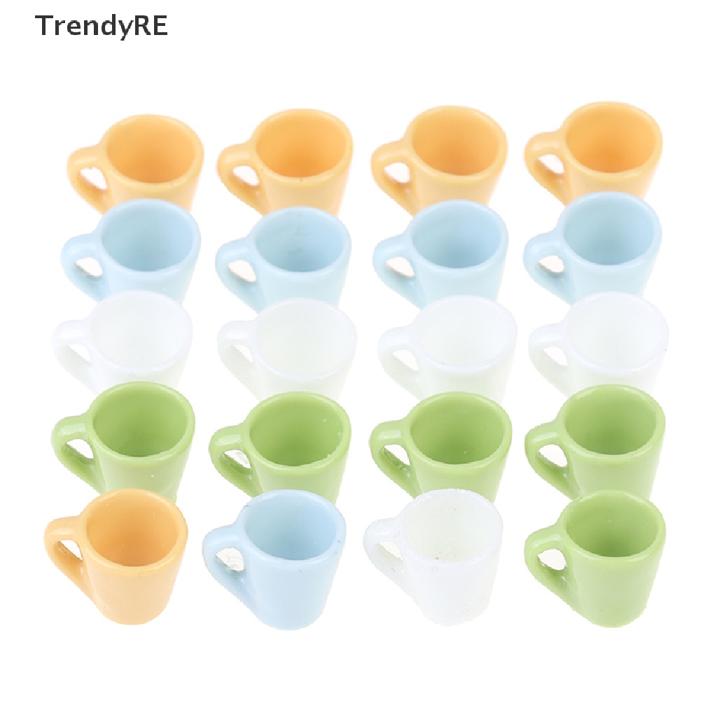Trendy 4Pcs/Set Doll House Candy Color Mini Mug Japanese Water Cup Scene Props RE
