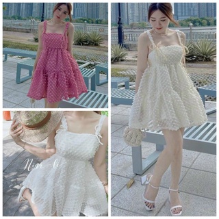 Đầm xòe 2s phối tơ nơ gân siêu dễ thương (Đẹp mê ly🌺)