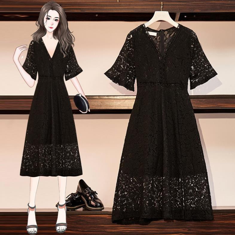 🌸Hàng Order🌸 Váy Ren Bigsize Cổ V Dáng Xòe Nữ Tính Dịu Dàng 🌸Hàng Quảng Châu | BigBuy360 - bigbuy360.vn