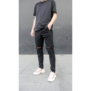 Quần Jogger Jeans Rách gối Lexuza 068