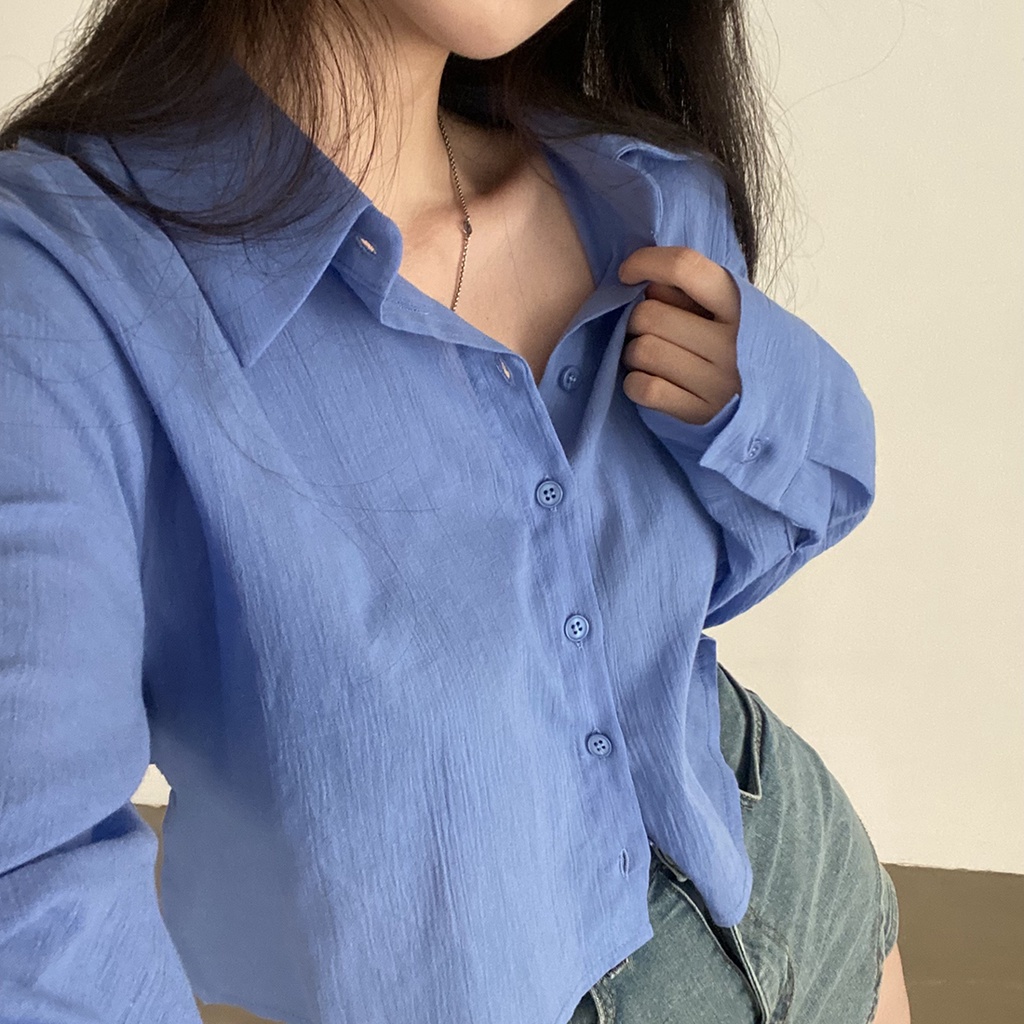 Áo Sơ Mi Dài Tay Thắt Nơ Lưng Thời Trang Mùa Hè Hàn Quốc Dành Cho Nữ