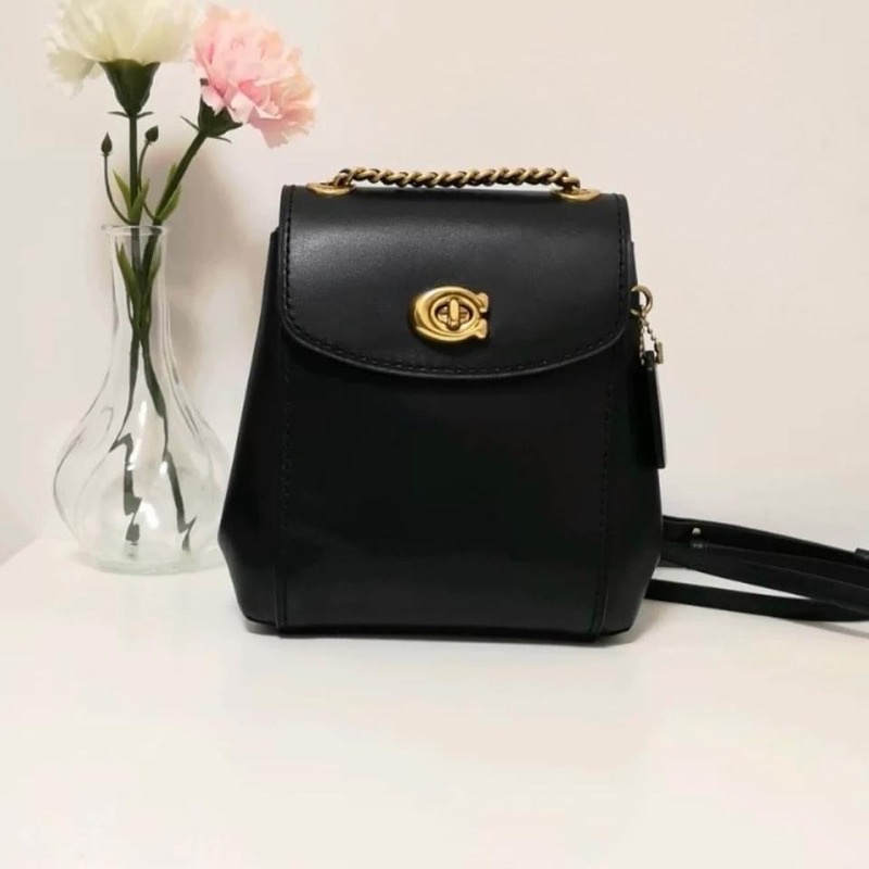 TNS - Balo mini 2 kiểu siêu trendy Parker convertible backpack-chất da cao cấp-tone màu đen classic da trơn