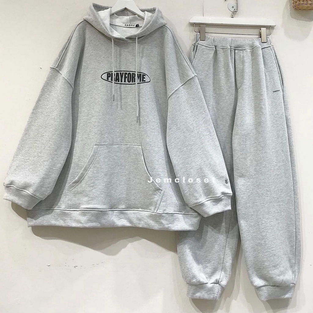 Áo Hoodie Nữ Form Rộng Tay Dài Áo Hoodie In Chữ Có Mũ Phong Cách Ulzzang Basic PRAYFORME - 1953 GOUS OFFICIAL