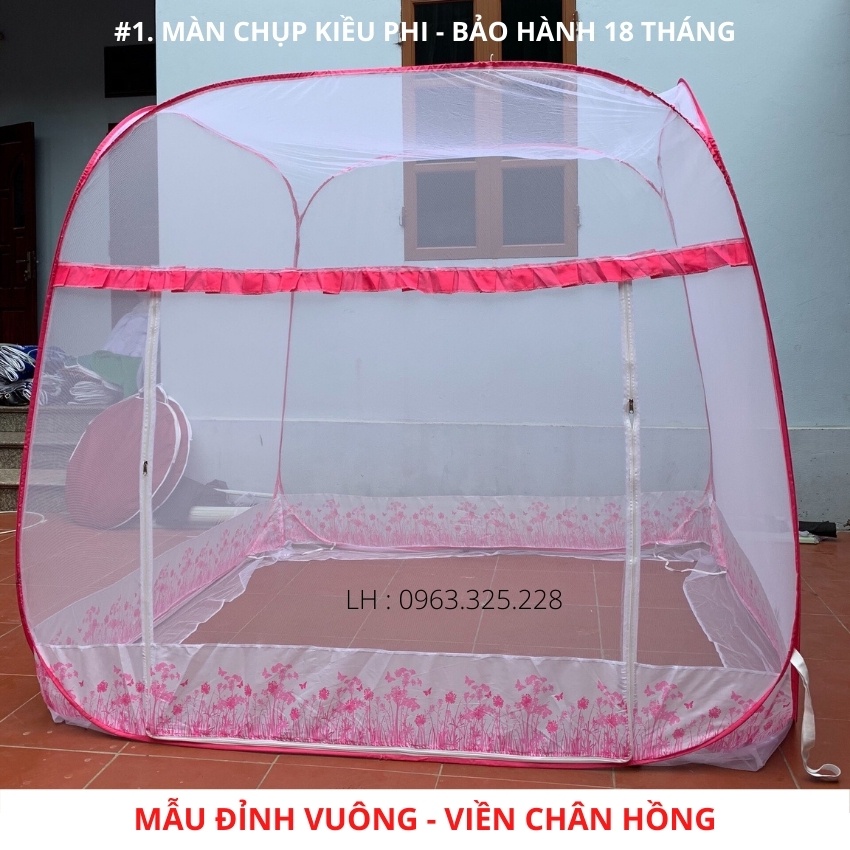 Mùng chụp tự bung người lớn cao cấp Kiều Phi - Màn chụp tự bung đỉnh vuông 1m2 1m6 1m8 2m2 gấp gọn