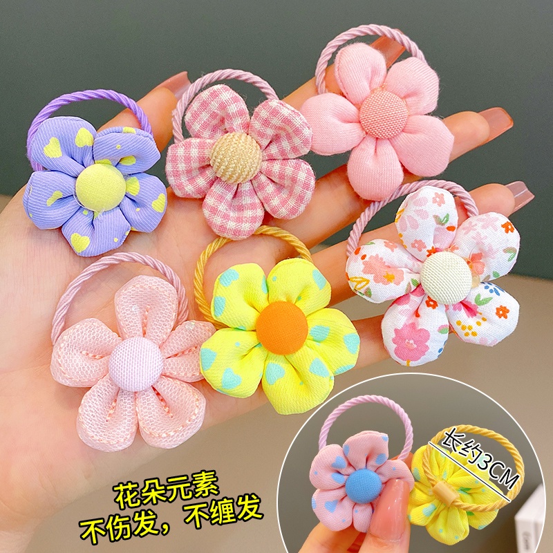Set 10 Dây Buộc Tóc Cao Su Đính Hoa Xinh Xắn Cho Bé Gái
