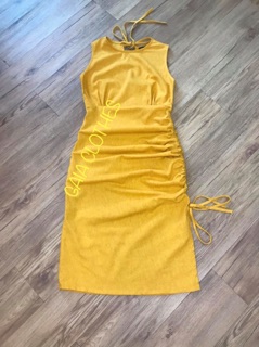 Đầm linen dún 1 bên - D52
