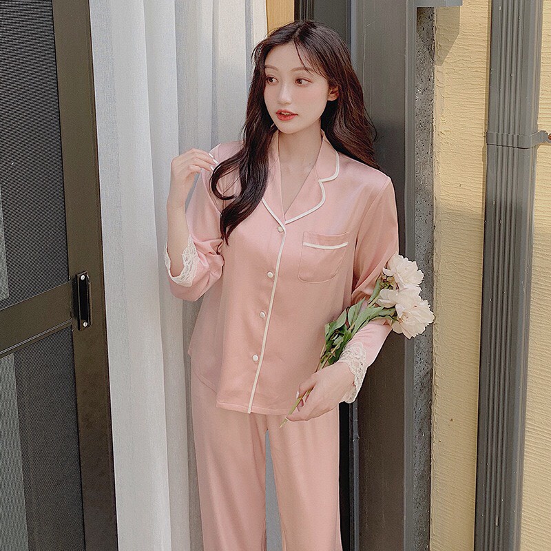 Bộ Đồ Ngủ Lụa Ren Kèm Bịt Mắt - Chất lụa mềm mịn, form vừa thoải mái | BigBuy360 - bigbuy360.vn