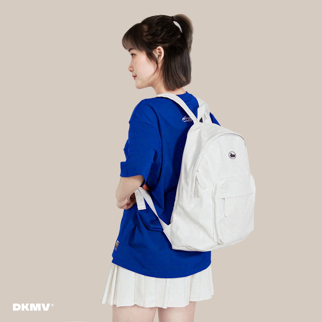 Balo da nữ đi học giá rẻ Don't Kill My Vibe trắng - đen - kem |  Basic Leather Backpack