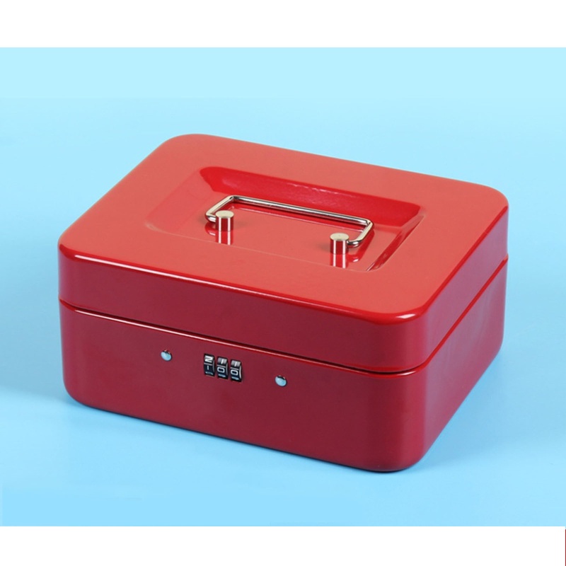 seng Cash Box with Money Tray Security Box Metal Safe Box for Money Coins Jewelry