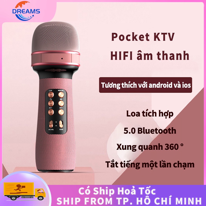 Mic Karaoke Kiêm Loa Bluetooth Không Dây WS-898,Micro Cầm Tay-Loa Chất Lượng Cao,cho iOS Android,Mic Hát Karaoke Mini