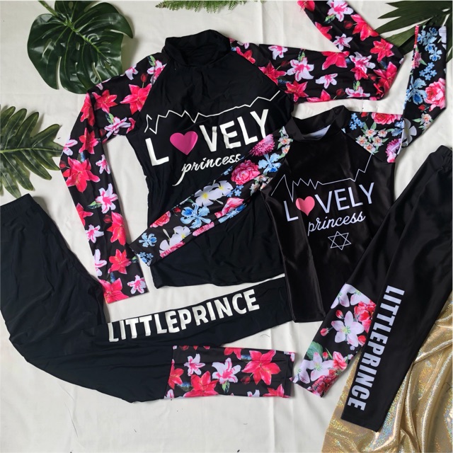 [CÓ BIG SIZE] Đồ bơi dài tay quần dài hoa đen LOVELY | BigBuy360 - bigbuy360.vn