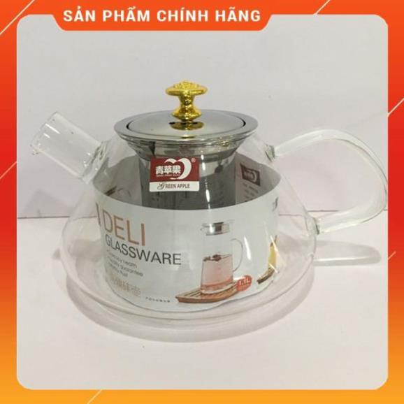 CHÍNH HÃNG -  Ấm pha trà Deli có lưới lọc inox 1000ml,bình pha trà thủy tinh có lưới lọc inox,bình ủ trà cao cấp