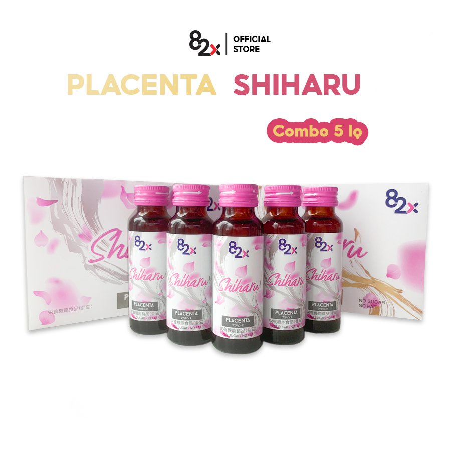 82X Combo 5 chai Nước uống Placenta Shiharu làm đẹp da đến từ Nhật Bản 50ml/lọ.