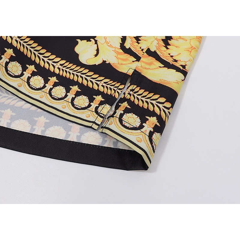 Áo Sơ Mi Tay Ngắn In Họa Tiết Phối Màu Vàng Đen Thời Trang Sang Trọng Thương Hiệu VERSACE Dành Cho Nam