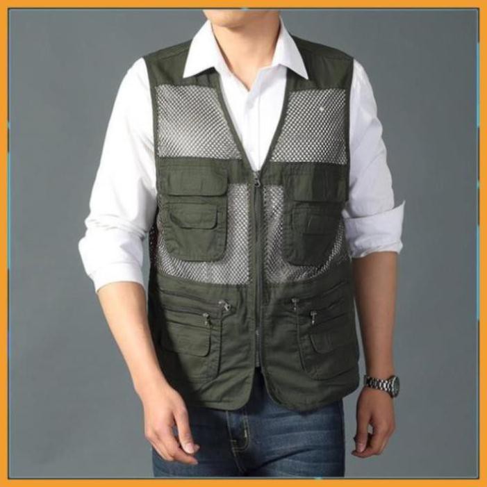 ( Xả đông ) [FreeShip – hàng Auth]  Áo gile Nam - Áo ghi lê Lưới Lính Mỹ - Vest gile Nam Nhiều Túi + Siêu Đep