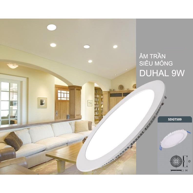 ĐÈN LED ÂM TRẦN MỎNG DUHAL 6W, 9W, 12W KDGT