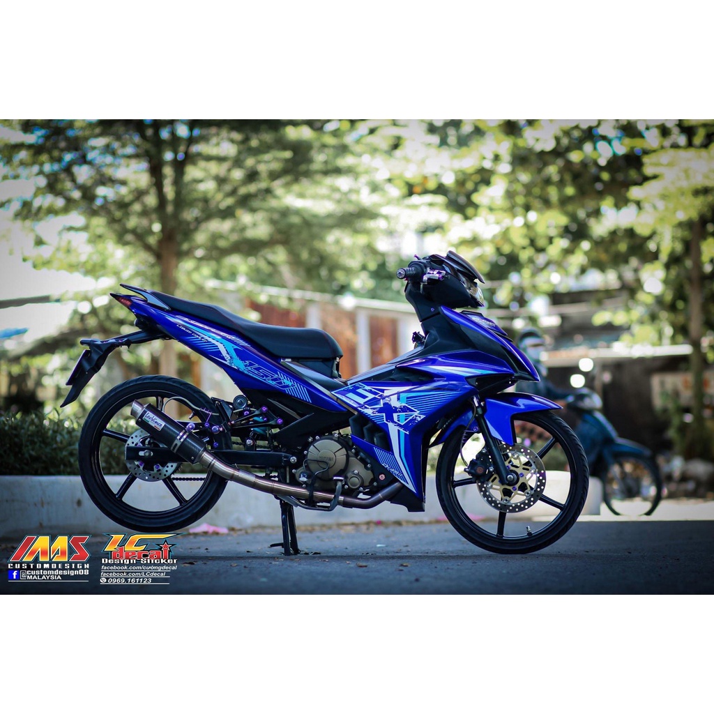 TEM RỜI mẫu chữ EX xanh ngọc trắng cho Exciter 150 xanh Gp - tem chuẩn form không bay màu