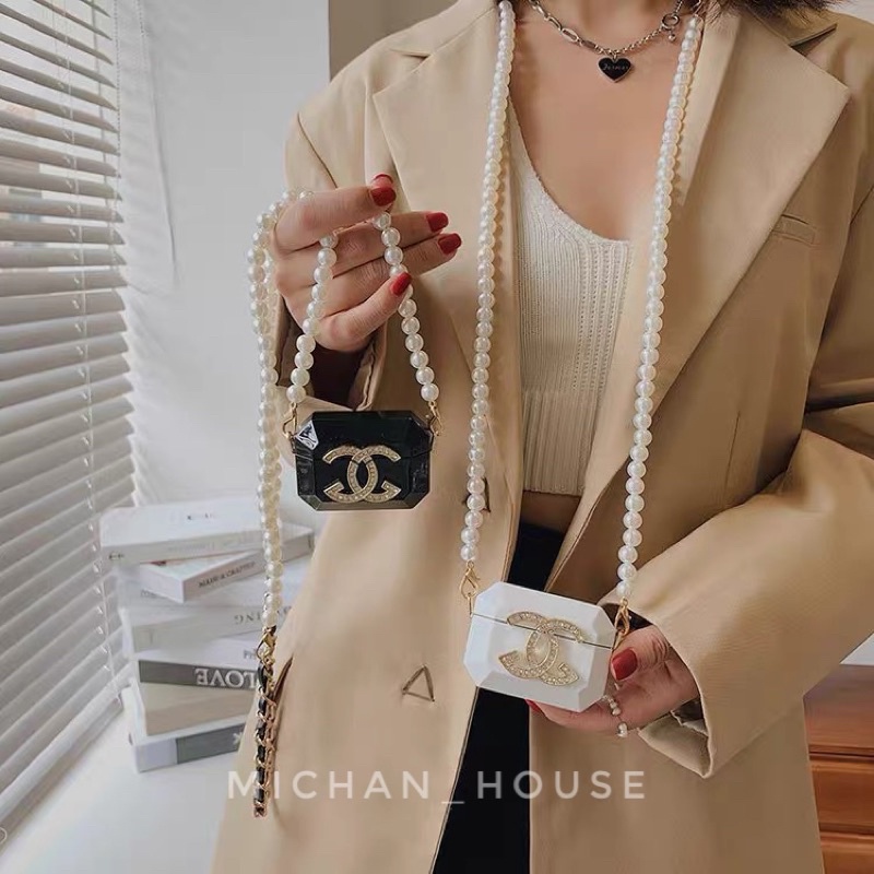 Túi mini đeo chéo dây ngọc trai nhân tạo, túi phụ kiện chụp ảnh decor