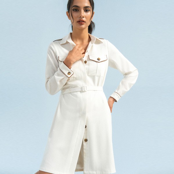 Váy liền sơ mi nữ kiểu 2NDDATE DR053W