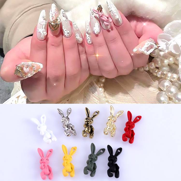 Phụ Kiện Trang Trí Móng Tay Hình Thỏ Hồng Xinh Xắn