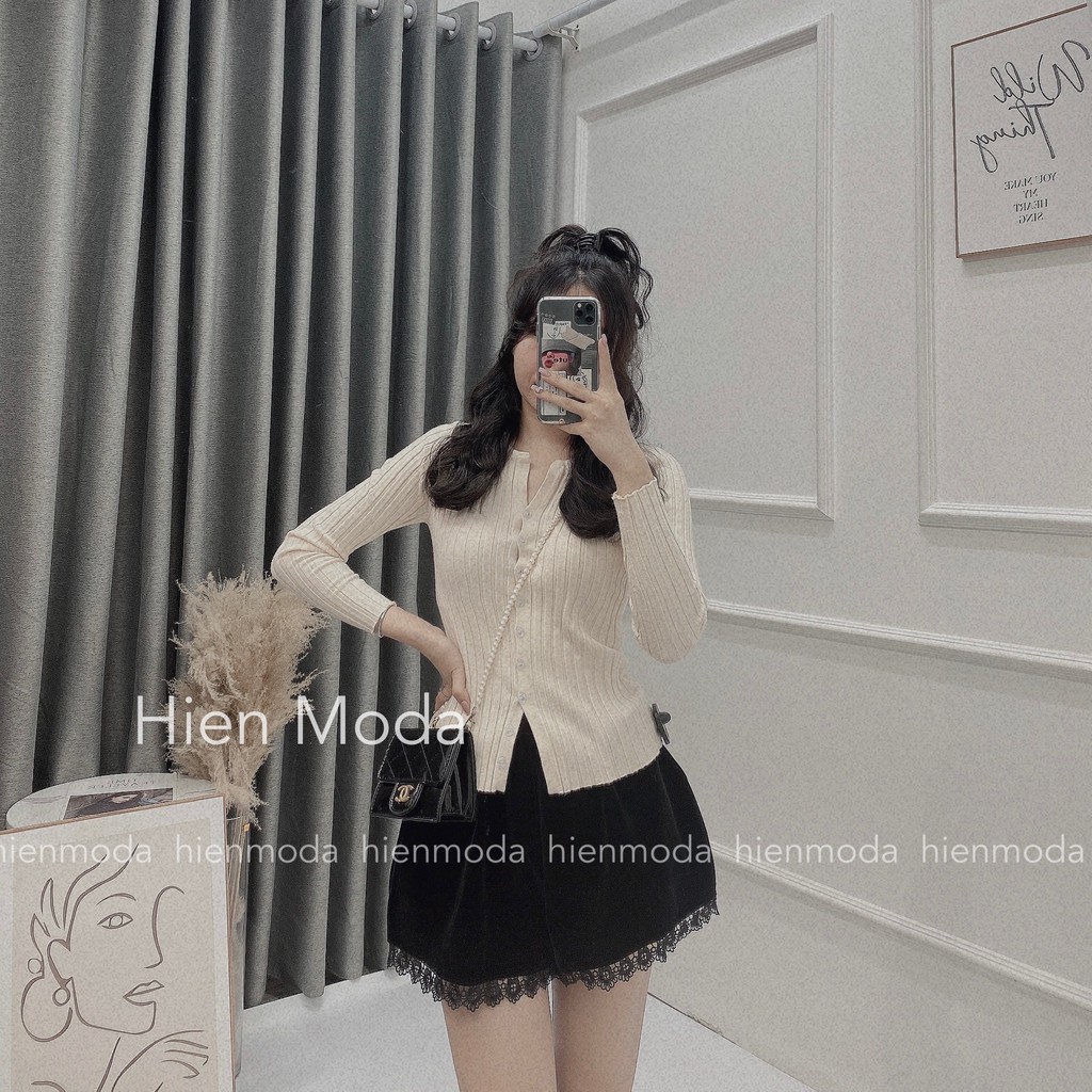 Áo len mỏng dài tay Hàn Quốc , Áo len gân kiểu cúc dọc | BigBuy360 - bigbuy360.vn