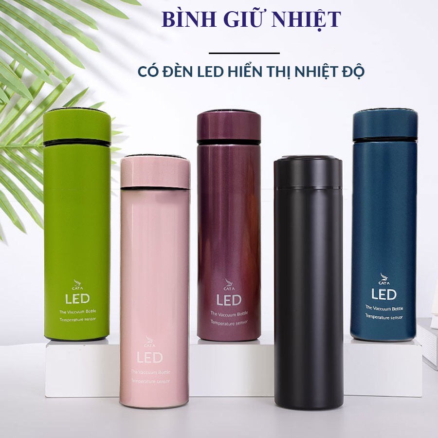 Bình giữ nhiệt cao cấp có LED hiển thị nhiệt độ - Giữ nhiệt hiệu quả lên tới 12 giờ - Thể tích 500ml 1634SP