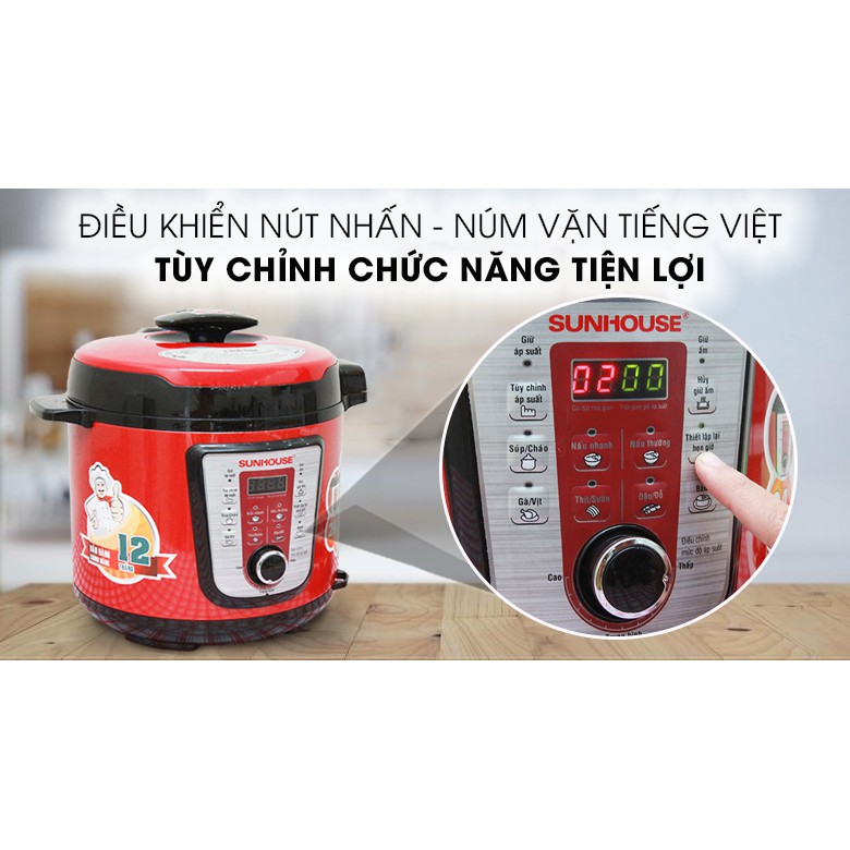 Nồi áp suất điện Sunhouse SHD 1767 6.0 lít