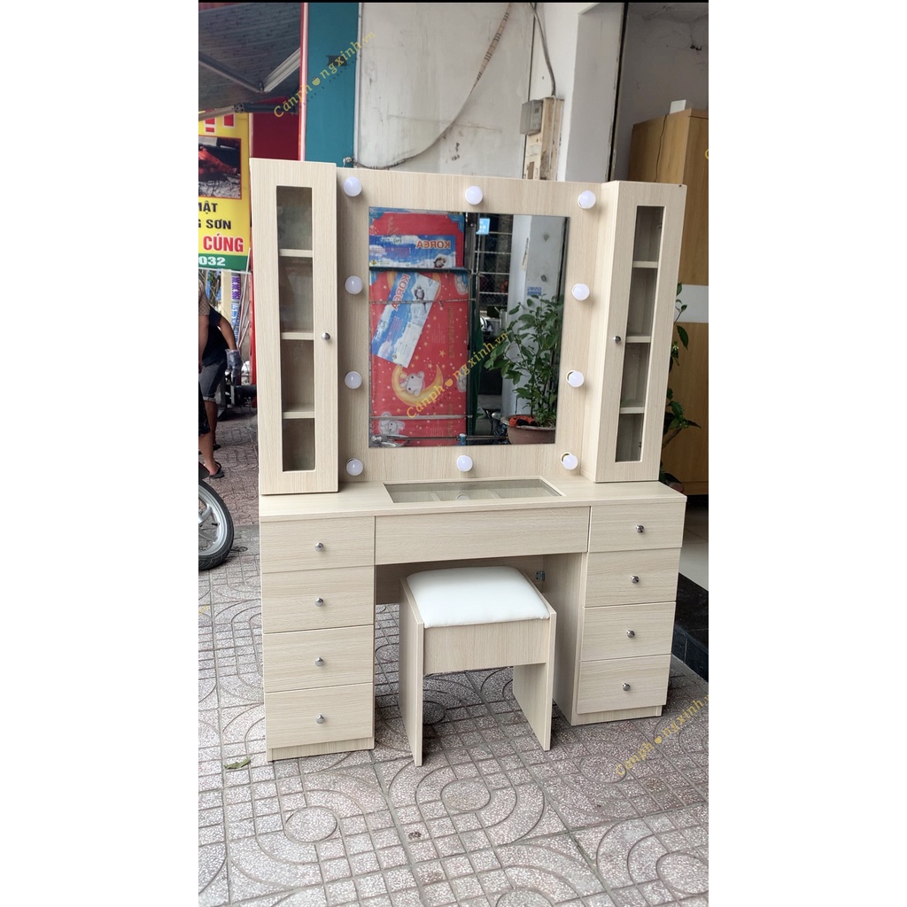 Bàn trang điểm cỡ lớn có đèn gỗ MDF CPX-BP15 dành cho spa, studio