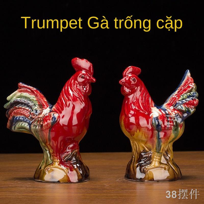 FTang Sancai Con gà trống Hoàng đạo Trung Quốc Trang trí Gà trống bằng gốm Tốt Vậny Phong thủy Nhà phố Ác Art Trang t