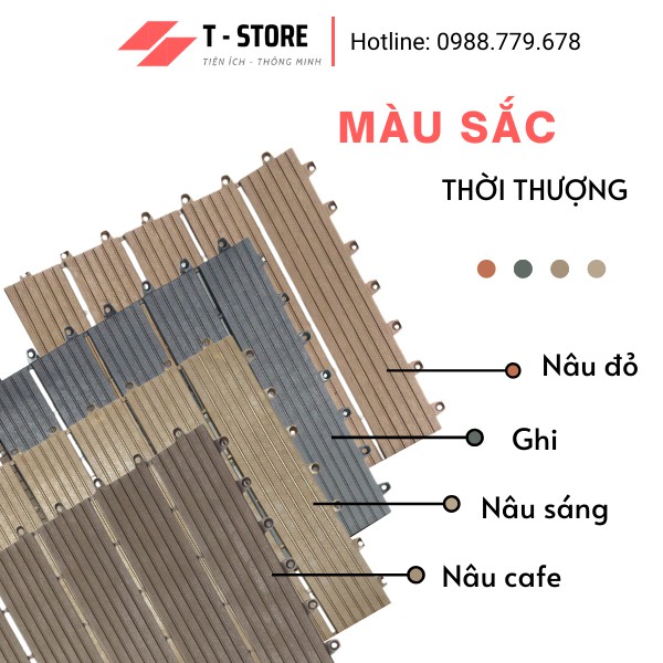 Vỉ nhựa lót sàn trang trí ban công Eco.  Tấm nhựa lót sàn chống trơn nhà tắm, bể bơi, sân vườn, sân thượng