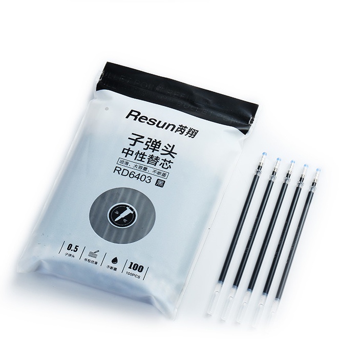 Ruột bút gel đầu đạn thay thế cho nhiều loại bút nắp cài ngòi 0.5mm mực đen dài 13cm CREAMY