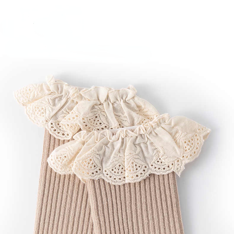 Vớ Cotton Phối Ren Lưới Mỏng Thoáng Khí Thời Trang Xuân Thu Dành Cho Bé Gái