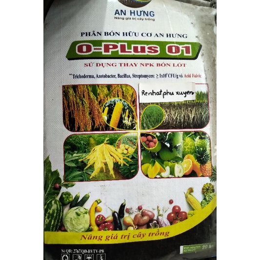20kg phân bón hữu cơ An Hưng dùng thay cho NPK bón lót