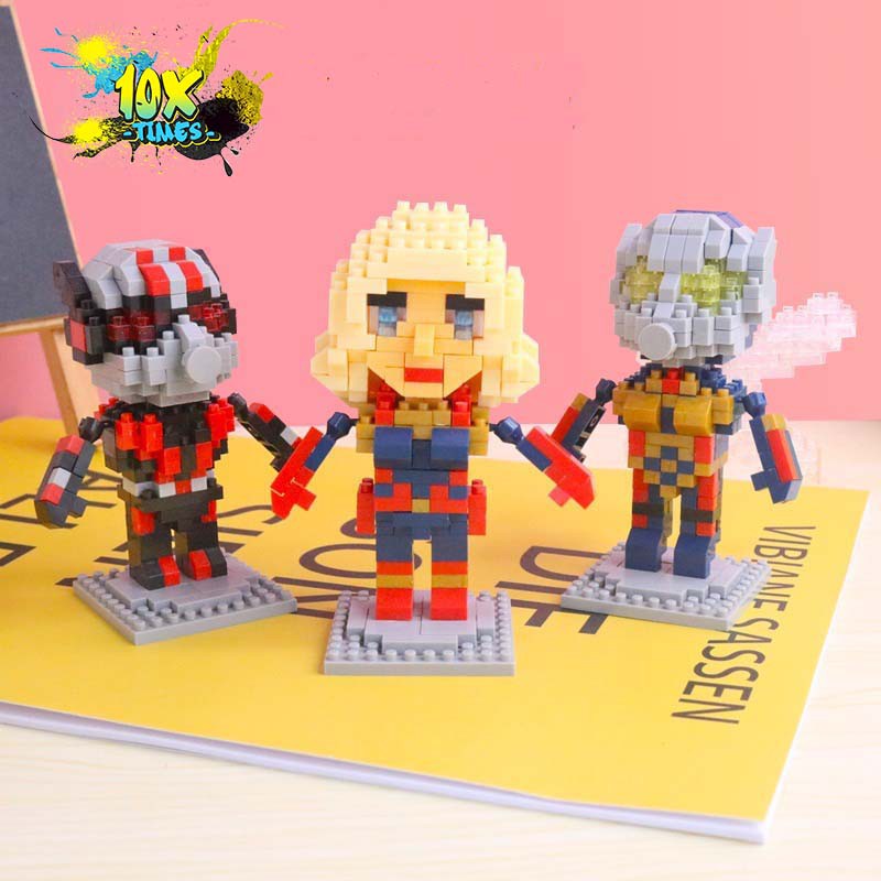 (size 10cm ) lego 3D xếp hình siêu nhân anh hùng marvel dễ thương, đồ chơi sáng tạo trẻ em, quà sinh nhật bé trai