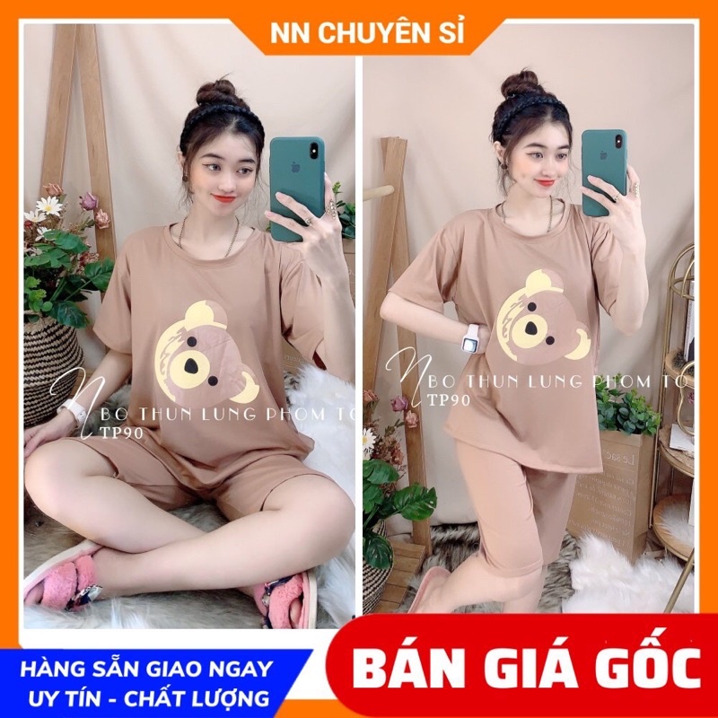 Đồ bộ nữ mặc nhà phom 55kg chất thun mềm mịn in hình hoạt hình dễ thương TP90