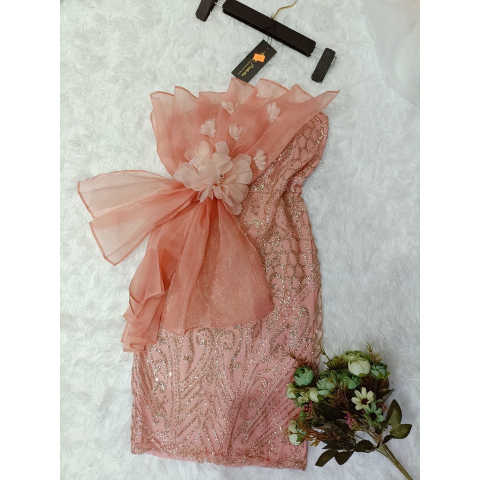 Váy đầm sexy cúp ngực kim sa lấp lánh đi tiệc dạ hội cưới đính bông hoa sang chảnh bánh bèo hotgirl xinh đẹp ôm body