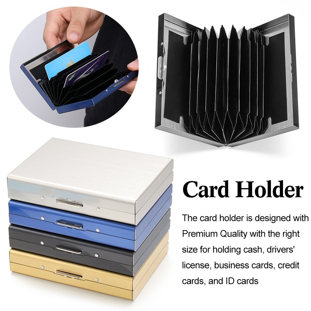 Ví đựng thẻ ID/thẻ tín dụng RFID bằng thép không gỉ chống trộm chống thấm nước cho nam và nữ