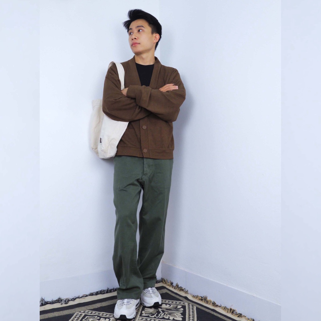 Áo cardigan màu nâu len tăm form crop 2plus 2+
