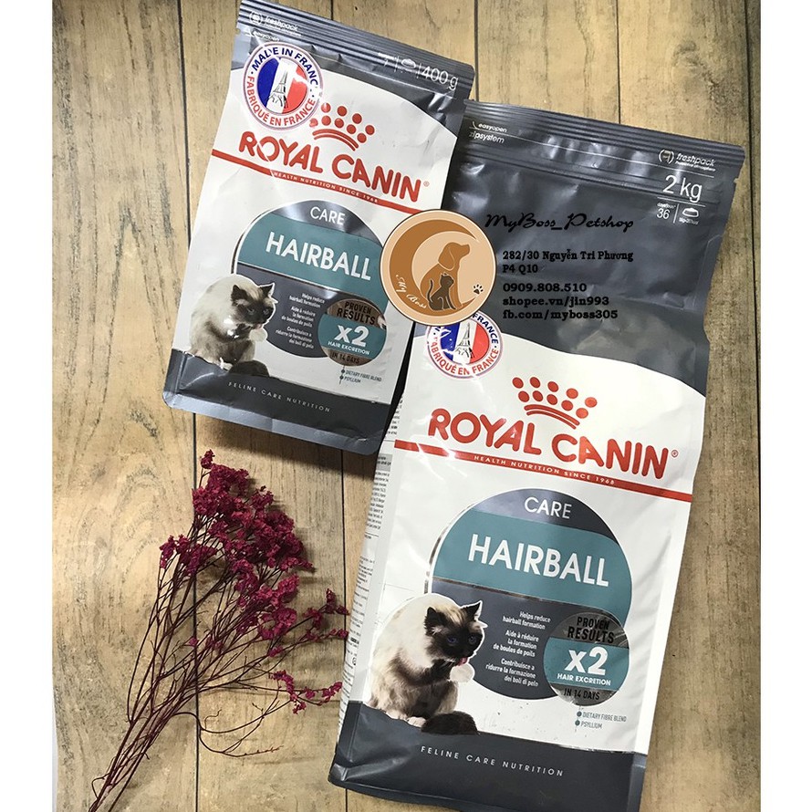 (chính hãng) ROYAL CANIN Hairball - thức ăn giúp tiêu búi lông cho mèo x2 lần 400g-2kg