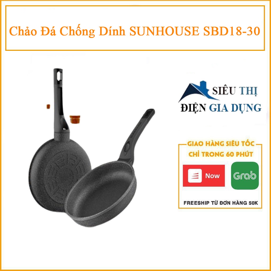 Chảo Đá Siêu Bền Sunhouse (18,20,24, 26, 28, 30 cm) (KHÔNG DÙNG CHO BẾP TỪ)