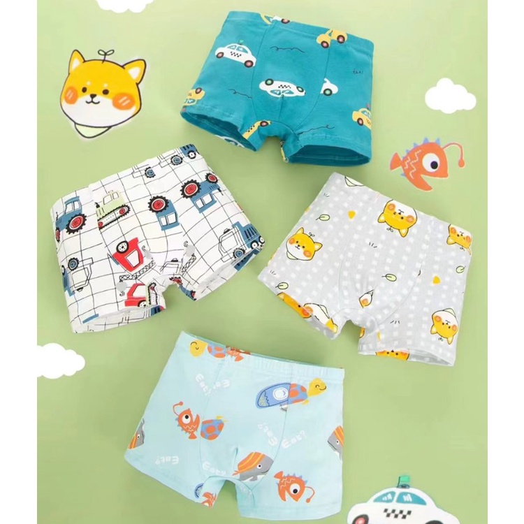 SET 4 quần sịp boxer cao cấp cho bé trai chất co dãn thoáng mát - Quần lót đùi bé trai 2-12 Tuổi